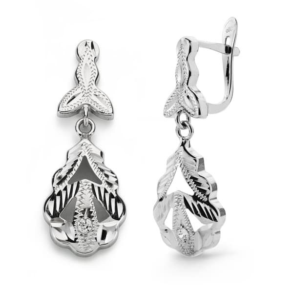 18K PENDIENTES ORO BLANCO CUBANAS 26X10 MM CIERRE CATALAN