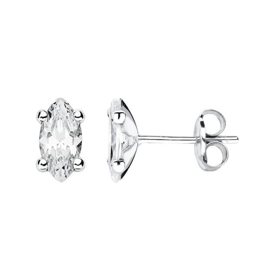 18K PENDIENTES ORO BLANCO CIRCONITA 10X6 MM CIERRE PRESION