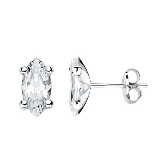18K PENDIENTES ORO BLANCO CIRCONITA 12X7 MM CIERRE PRESION