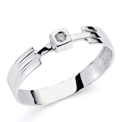 18K SOLITARIO ORO BLANCO DIAMANTE 0.040 QTS. ANCHO: 4 MM