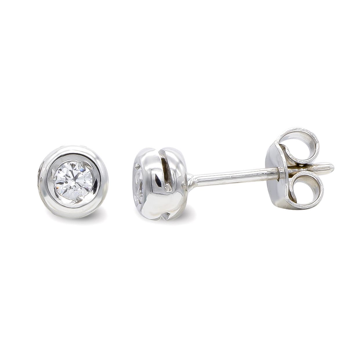 18K PENDIENTES ORO BLANCO Y COLGANTE CADENA CHATON