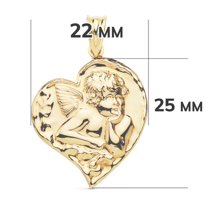 18K COLGANTE ORO AMARILLO ANGELITO CORAZON 25X22 MM C. AMOR