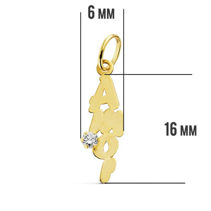 18K COLGANTE ORO AMARILLO AMOR CIRCONITA 19X6 MM