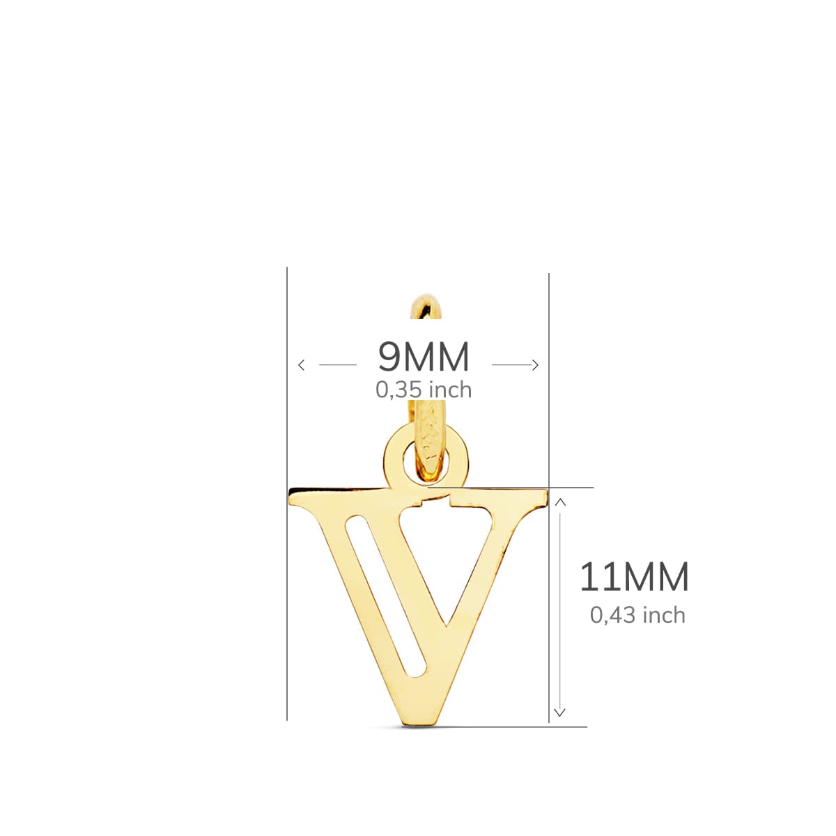 18K COLGANTE ORO AMARILLO LETRA " V " . 11X9 MM
