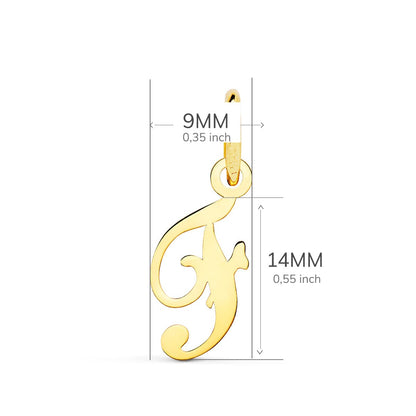 18K COLGANTE ORO AMARILLO LETRA " F " 14X9 MM