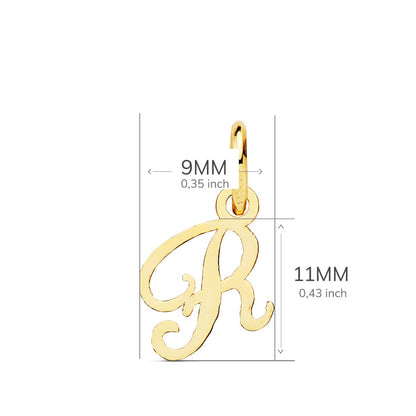 18K COLGANTE ORO AMARILLO INCIAL LETRA " R " 11X9 MM