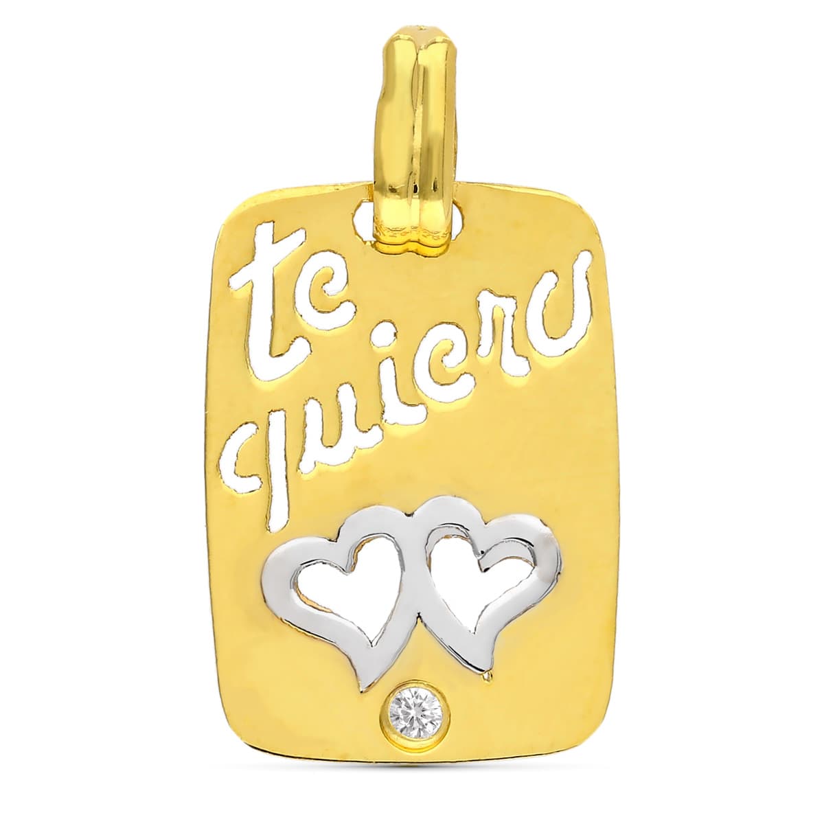 18K COLGANTE ORO AMARILLO TE QUIERO CALADO CORAZON 20X14 MM C. AMOR