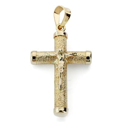 9K CRUZ ORO AMARILLO CRISTO 21X14X3 MM