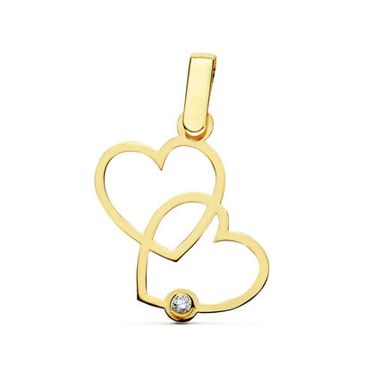 18K COLGANTE ORO AMARILLO 2 CORAZONES 17X15 MM C. AMOR