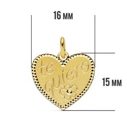 18K COLGANTE ORO AMARILLO CORAZON " TE QUIERO " 16X15 MM C. AMOR