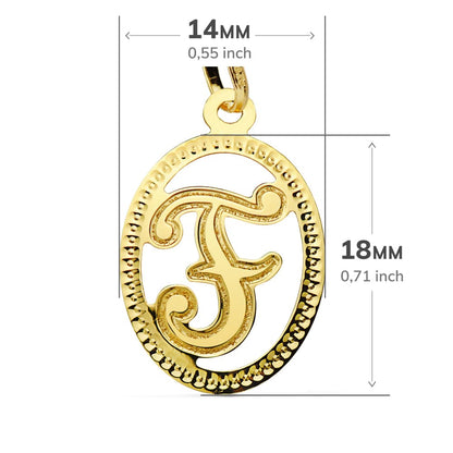 18K COLGANTE ORO AMARILLO INICIAL LETRA F 21X14 MM