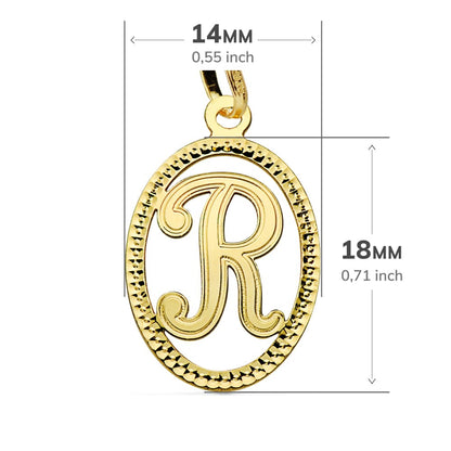 18K COLGANTE ORO AMARILLO INICIAL LETRA R 21X14 MM