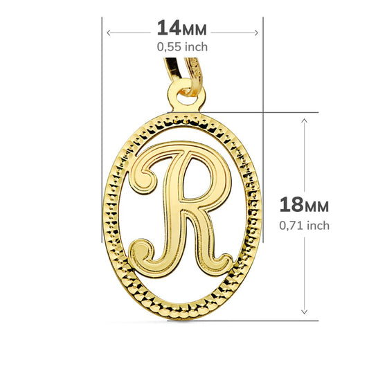 18K COLGANTE ORO AMARILLO INICIAL LETRA R 21X14 MM