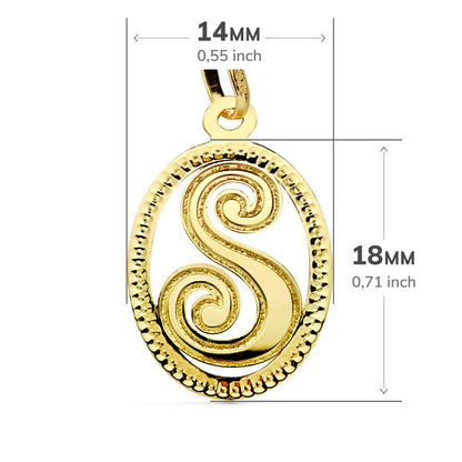 18K COLGANTE ORO AMARILLO INICIAL LETRA S 21X14 MM