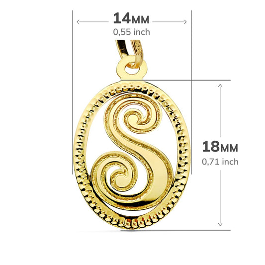 18K COLGANTE ORO AMARILLO INICIAL LETRA S 21X14 MM