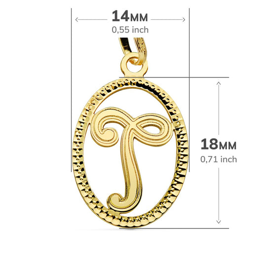 18K COLGANTE ORO AMARILLO INICIAL LETRA T 21X14 MM