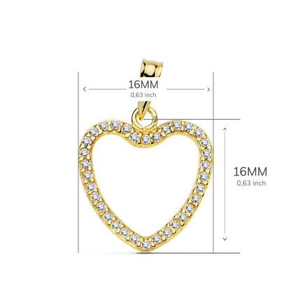 18K COLGANTE ORO AMARILLO CORAZON CIRCONITA 16X16 MM C. AMOR