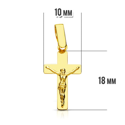 18K CRUZ ORO AMARILLO CON CRISTO PLANA 20X11 MM