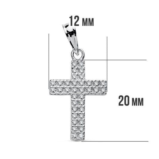 18K CRUZ CIRCONITA ORO BLANCO 20X12 MM