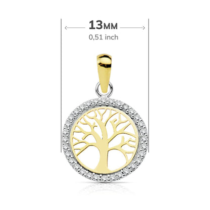 18K COLGANTE ORO BICOLOR ARBOL DE LA VIDA 13 MM