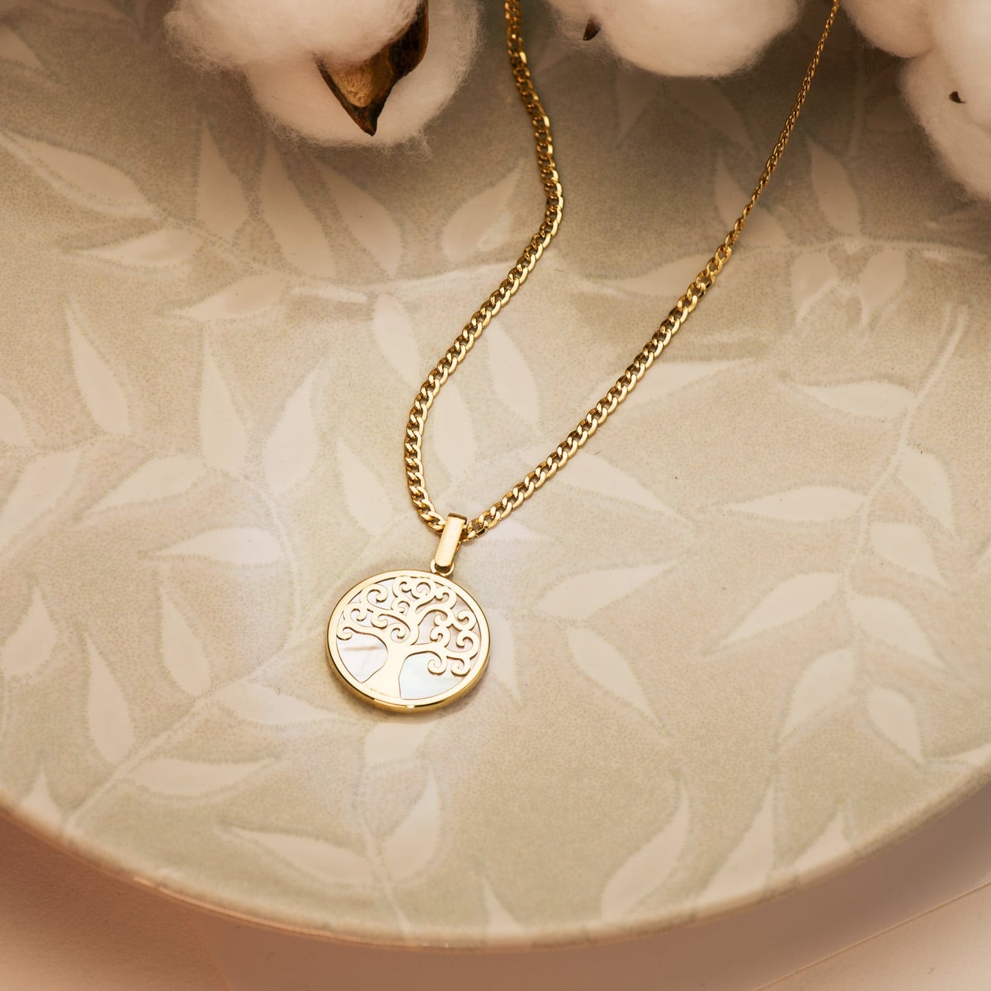 18K COLGANTE ORO AMARILLO NACAR ARBOL DE LA VIDA 20 MM