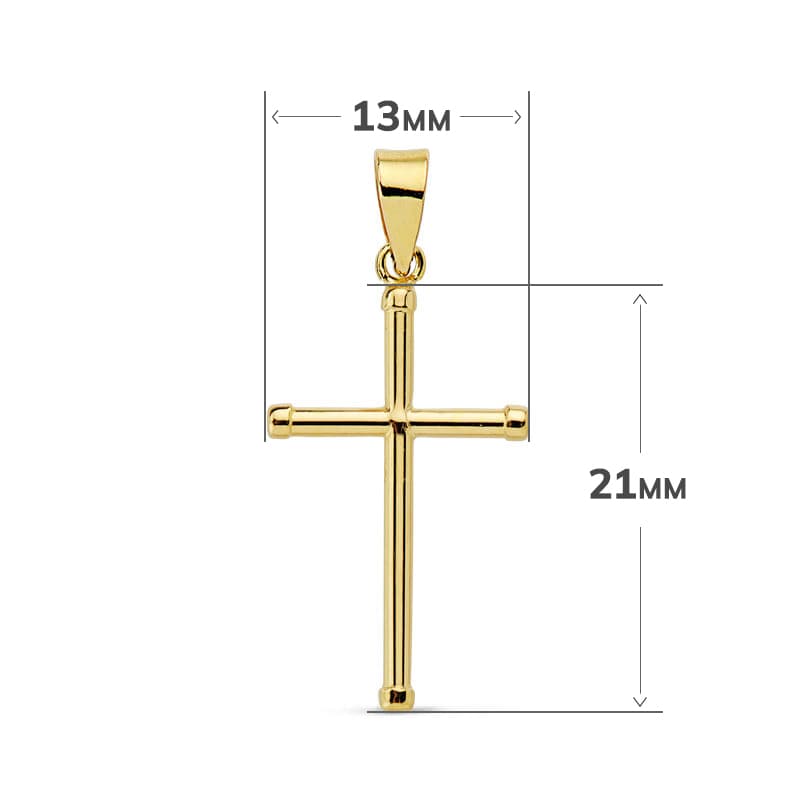 18K CRUZ ORO AMARILLO LISA TUBO 1.5 MM 21X13MM