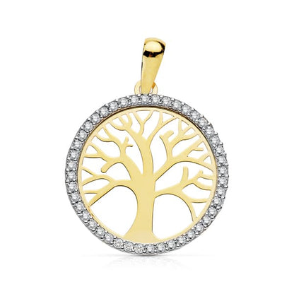 18K COLGANTE ORO BICOLOR ARBOL DE LA VIDA 20 MM