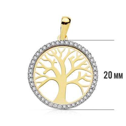 18K COLGANTE ORO BICOLOR ARBOL DE LA VIDA 20 MM