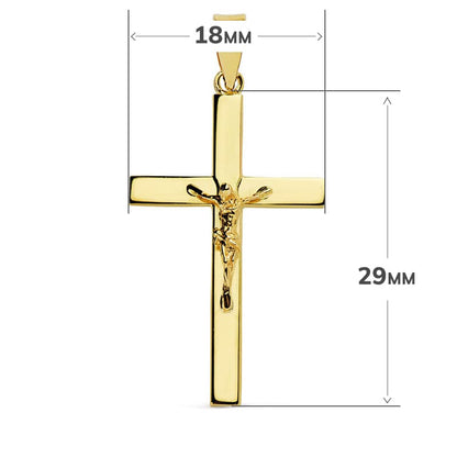 18K CRUZ ORO AMARILLO CON CRISTO 29X18X3 MM
