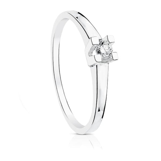 18K SOLITARIO ORO BLANCO DIAMANTE NATURAL TALLA BRILLANTE 0.150 QTS. SI-H