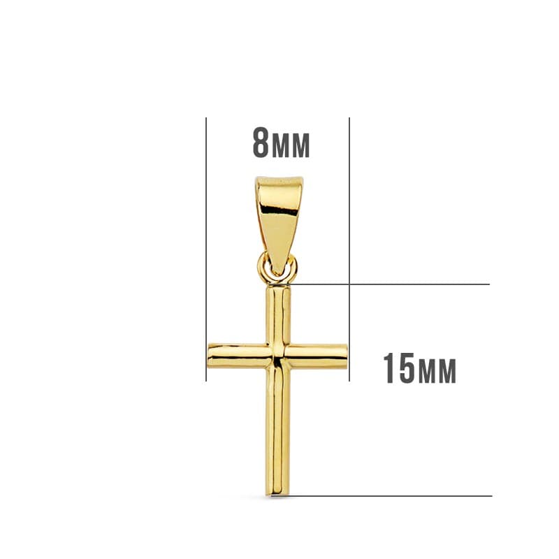 18K CRUZ ORO AMARILLO LISA 15X8X1.5 MM