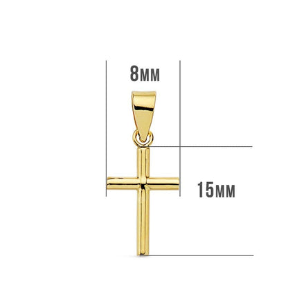 18K CRUZ ORO AMARILLO LISA 15X8X1.5 MM