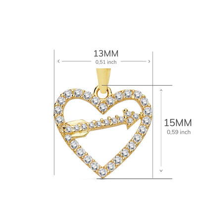 18K COLGANTE ORO AMARILLO CORAZON Y FLECHA 15X13 MM C. AMOR