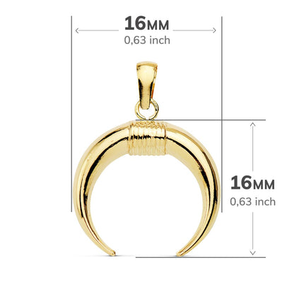18K COLGANTE AMULETO ORO AMARILLO CUERNO 16X16 MM