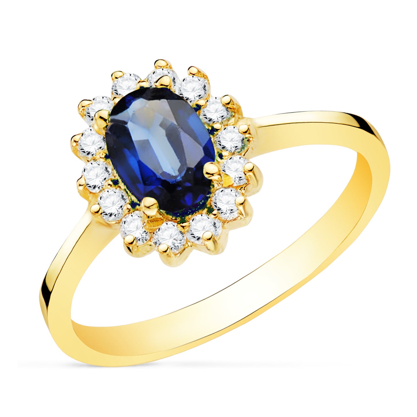 18K SORTIJA ORO AMARILLO ZAFIRO DIFUSION 7X5 MM 0,98 QTS. DIAMANTES LABORATORIO 0,300 QTS. VS2-G 11,5X9,5 MM