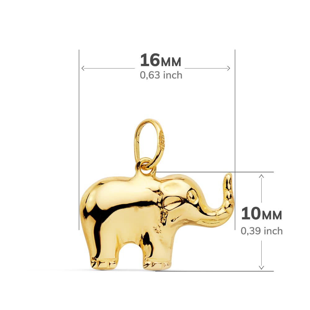 18K COLGANTE AMULETO ORO AMARILLO ELEFANTE LISO 16X10 MM