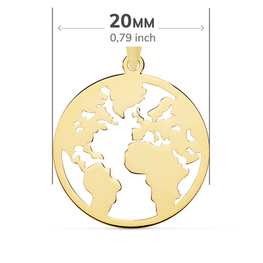 18K COLGANTE AMULETO ORO AMARILLO MAPAMUNDI CALADO 20 MM