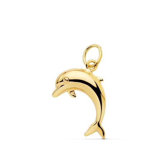 18K COLGANTE AMULETO ORO AMARILLO DELFIN LISO 17X12 MM