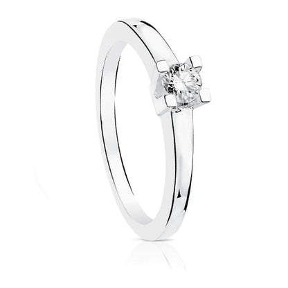 18K SOLITARIO ORO BLANCO DIAMANTE NATURAL TALLA BRILLANTE 0.200 QTS. SI-H