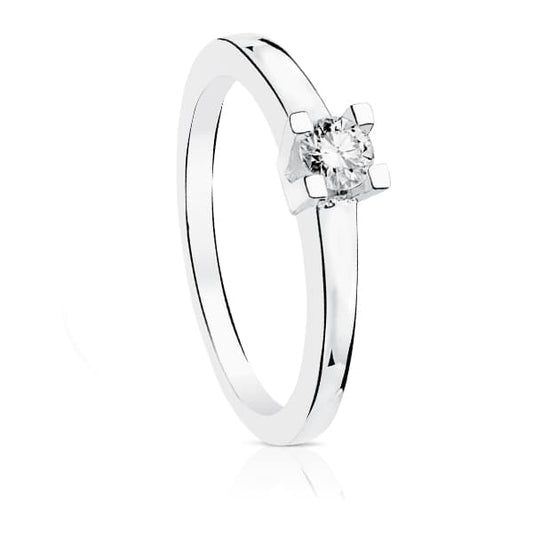 18K SOLITARIO ORO BLANCO DIAMANTE NATURAL TALLA BRILLANTE 0.200 QTS. SI-H
