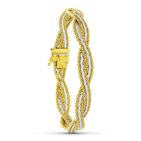 18K PULSERA ORO BICOLOR TRENZADA
