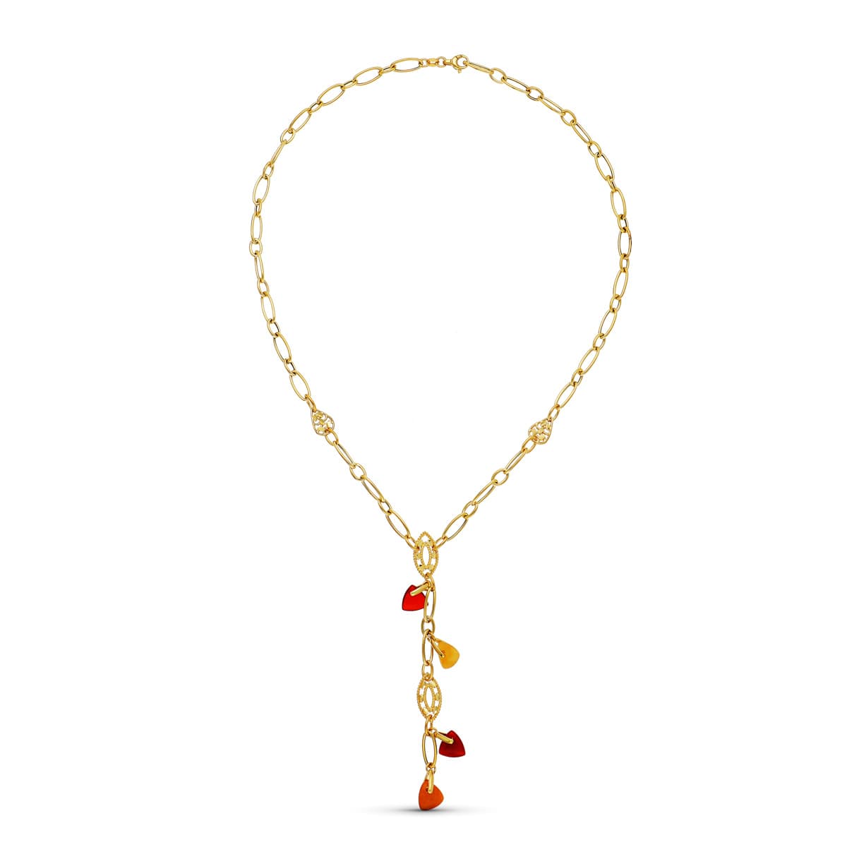 18K GARGANTILLA ORO AMARILLO PIEDRAS COLOR