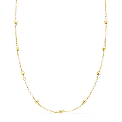 18K CADENA ORO AMARILLO MACIZA FORZADA CON BOLAS LISAS 3 MM LARGO 45CM