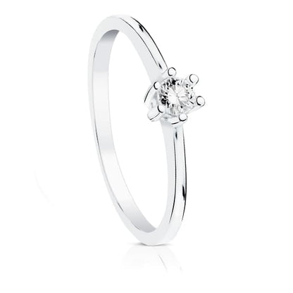 18K SOLITARIO DIAMANTE NATURAL TALLA BRILLANTE ORO BLANCO 0.100 QTS. SI-H