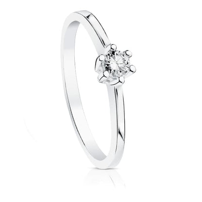 18K SOLITARIO DIAMANTE NATURAL TALLA BRILLANTE ORO BLANCO 0.150 QTS. SI-H