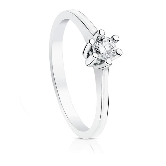 18K SOLITARIO DIAMANTE NATURAL TALLA BRILLANTE ORO BLANCO 0.200 QTS. SI-H