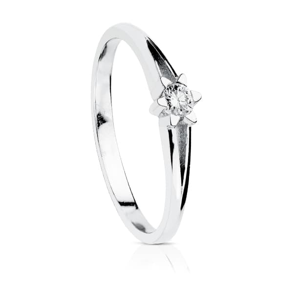 18K SOLITARIO DIAMANTE NATURAL TALLA BRILLANTE ORO BLANCO 0.100 QTS. SI-H