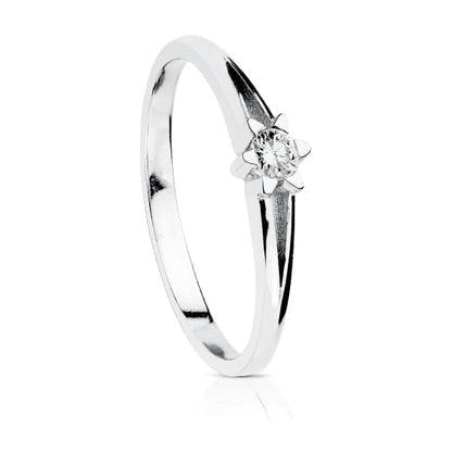 18K SOLITARIO DIAMANTE NATURAL TALLA BRILLANTE ORO BLANCO 0.100 QTS. SI-H