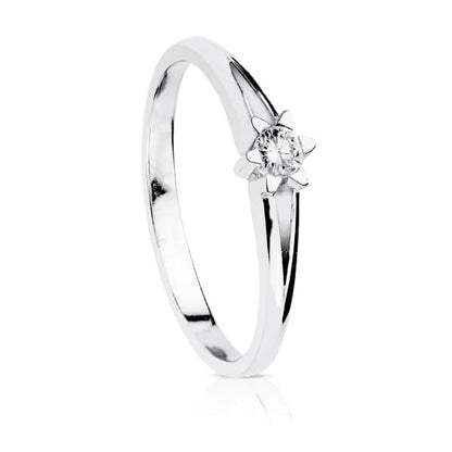 18K SOLITARIO DIAMANTE NATURAL TALLA BRILLANTE ORO BLANCO 0,150 QTS. SI-H