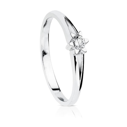 18K SOLITARIO DIAMANTE NATURAL TALLA BRILLANTE ORO BLANCO 0,150 QTS. SI-H